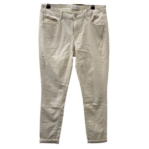 Loft Ann Taylor Corduroy Curvy Skinny  Pants Cuffed Hem Stretch Cream Women's 26 - Picture 1 of 13